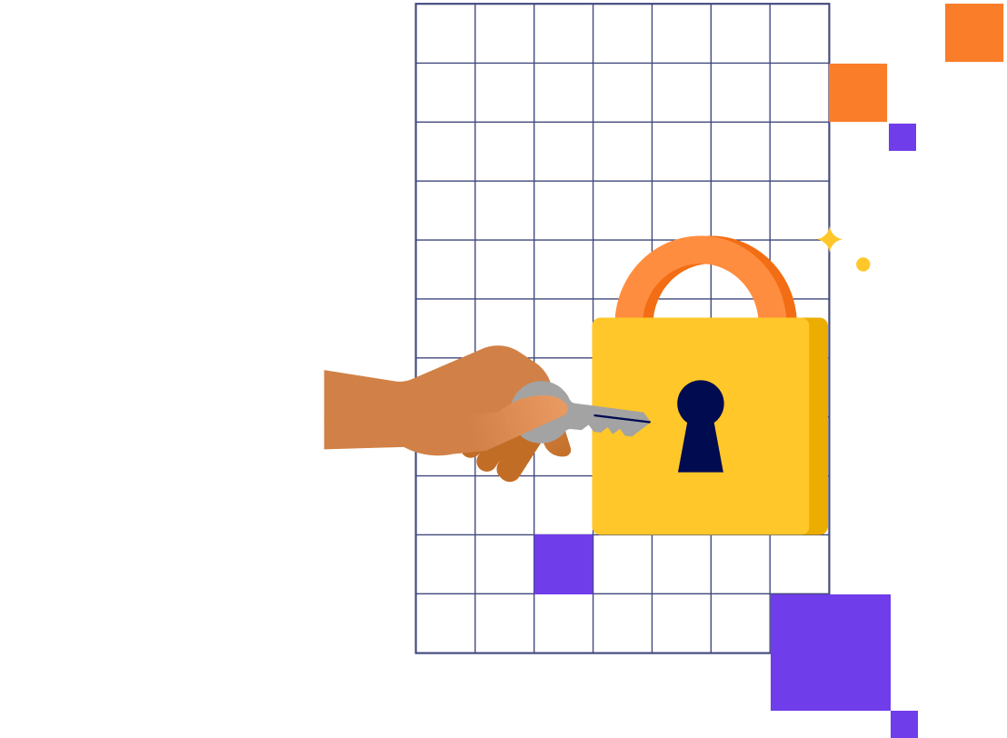 Hand holding a key to a lock